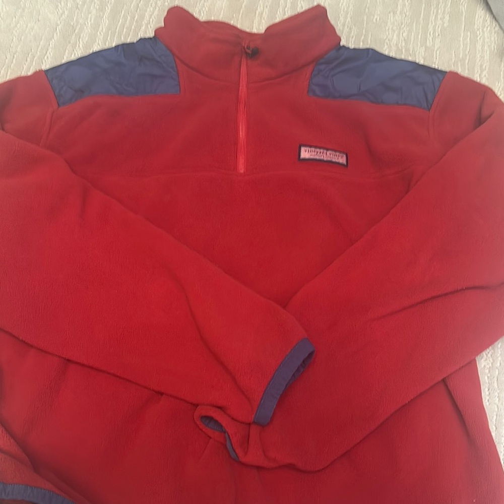 Vineyard Vines Red Fleece with Blue Accents